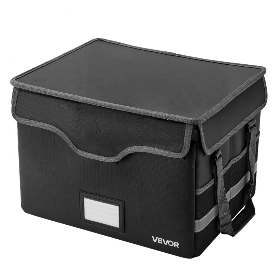 VEVOR Fireproof Document Box, 1832 ℉ Heat Insulated Fireproof & Waterproof Box with Lock, Portable File Storage Security Organizer Home Office Travel Use, for Passports, Important Documents & Files