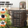 VEVOR Firewood Log Cart, 250 lbs Capacity, Outdoor and Indoor Wood Rack Storage Mover with PU Wheels & Waterproof Cloth, Heavy Duty Steel Dolly Hauler, Firewood Carrier for Fireplace, Fire Pit, Black