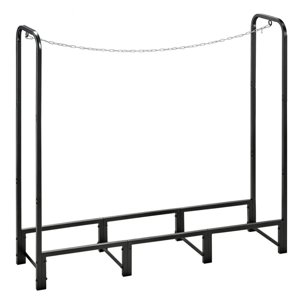 VEVOR Firewood Rack 4ft 1/4 Cord Heavy Duty Outdoor Wood Storage Holder, for Fireplace Patio Deck, 550 lbs Load Capacity, Carbon Steel Frame Fire Log Stacker Stand, Metal Wood Pile Organizer, Black