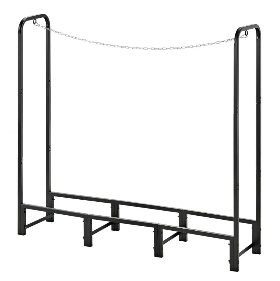 VEVOR Firewood Rack 4ft 1/4 Cord Heavy Duty Outdoor Wood Storage Holder, for Fireplace Patio Deck, 550 lbs Load Capacity, Carbon Steel Frame Fire Log Stacker Stand, Metal Wood Pile Organizer, Black