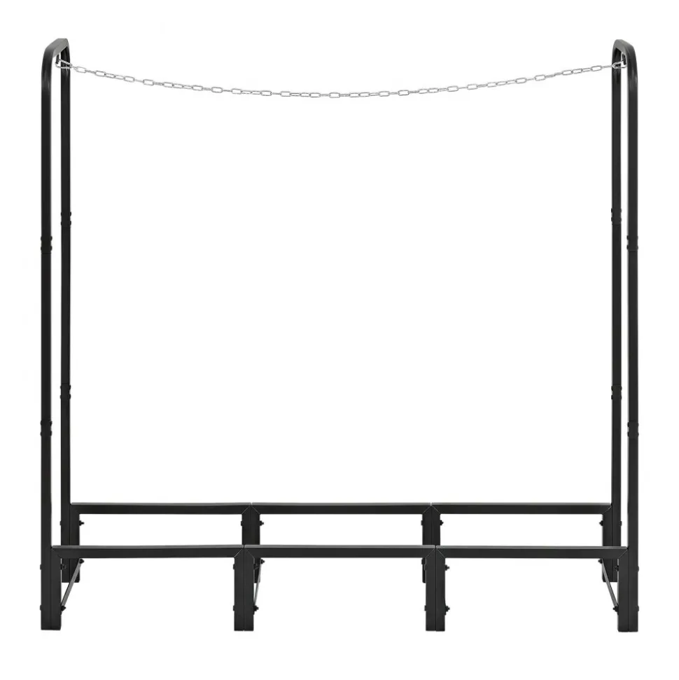 VEVOR Firewood Rack 4ft 1/4 Cord Heavy Duty Outdoor Wood Storage Holder, for Fireplace Patio Deck, 550 lbs Load Capacity, Carbon Steel Frame Fire Log Stacker Stand, Metal Wood Pile Organizer, Black