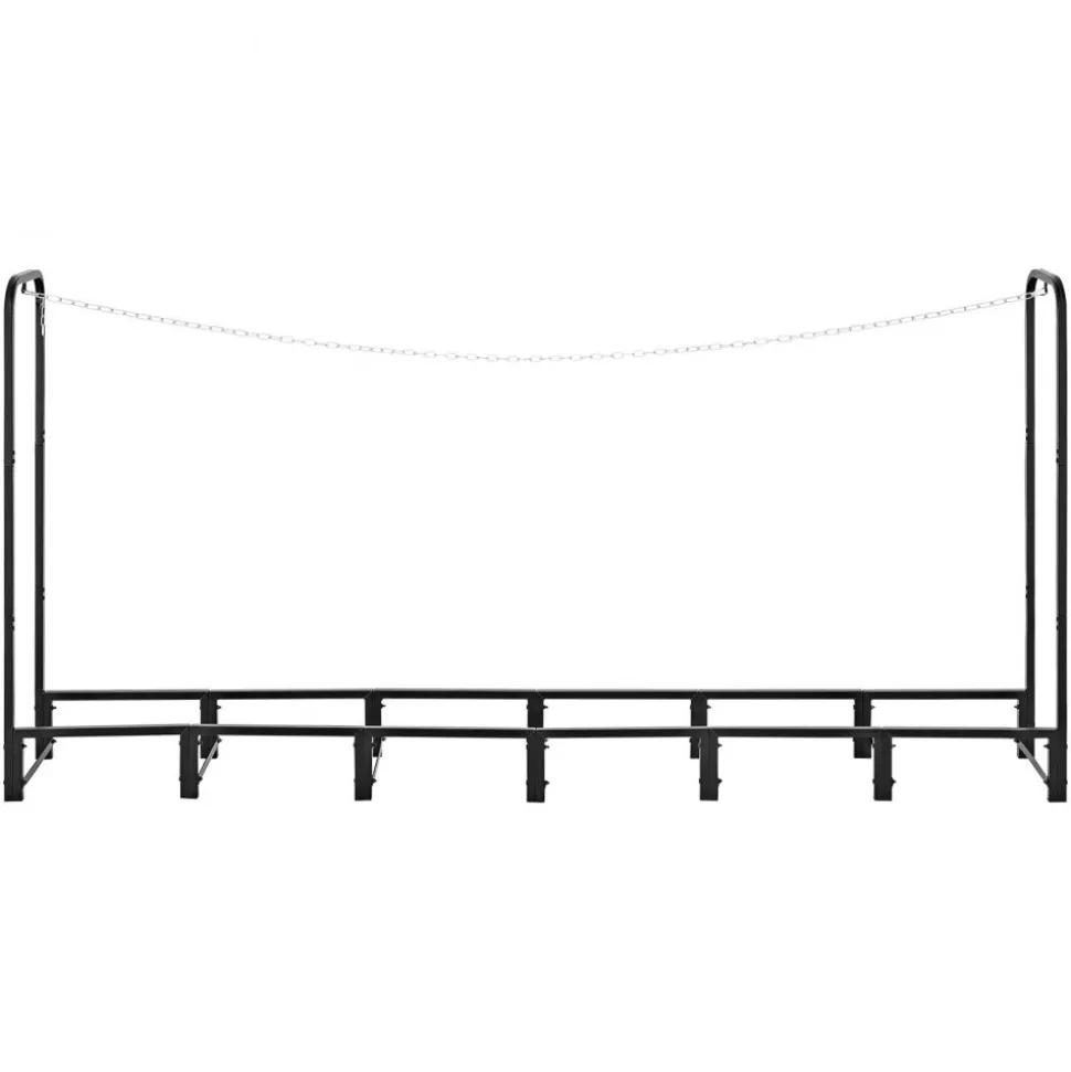VEVOR Firewood Rack 8ft 1/2 Cord Heavy Duty Outdoor Wood Storage Holder, for Fireplace Patio Deck, 1100 lbs Load Capacity, Carbon Steel Frame Fire Log Stacker Stand, Metal Wood Pile Organizer, Black