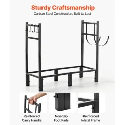 VEVOR Firewood Rack 32.68 Inch Heavy Duty Indoor Fire Wood Storage Holder, for Fireplace Patio Deck, 550 lbs Load Capacity, Stacker Stand with Log Carrier Bag, Metal Wood Pile Organizer Tool, Black