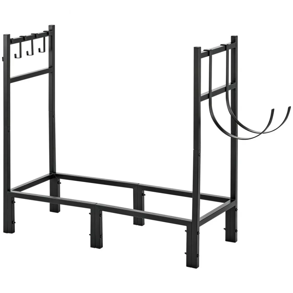VEVOR Firewood Rack 32.68 Inch Heavy Duty Indoor Fire Wood Storage Holder, for Fireplace Patio Deck, 550 lbs Load Capacity, Stacker Stand with Log Carrier Bag, Metal Wood Pile Organizer Tool, Black