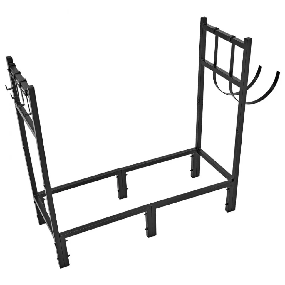 VEVOR Firewood Rack 32.68 Inch Heavy Duty Indoor Fire Wood Storage Holder, for Fireplace Patio Deck, 550 lbs Load Capacity, Stacker Stand with Log Carrier Bag, Metal Wood Pile Organizer Tool, Black