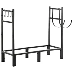 VEVOR Firewood Rack 32.68 Inch Heavy Duty Indoor Fire Wood Storage Holder, for Fireplace Patio Deck, 550 lbs Load Capacity, Stacker Stand with Log Carrier Bag, Metal Wood Pile Organizer Tool, Black
