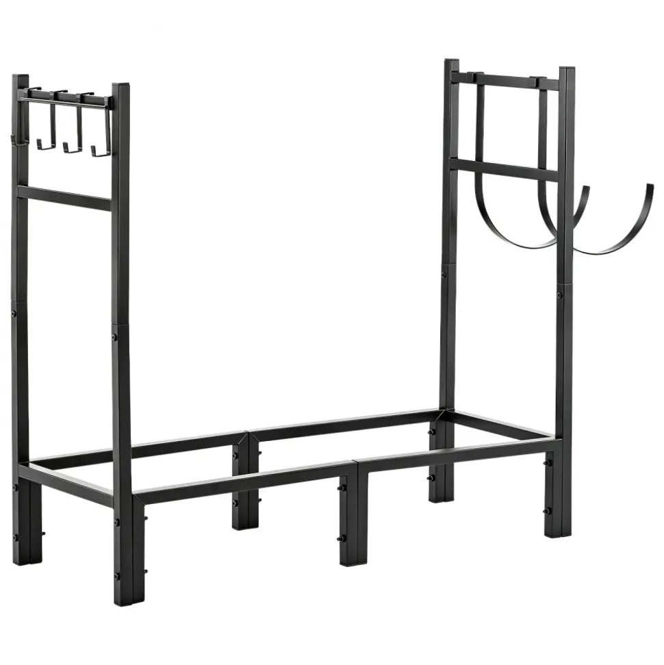 VEVOR Firewood Rack 32.68 Inch Heavy Duty Indoor Fire Wood Storage Holder, for Fireplace Patio Deck, 550 lbs Load Capacity, Stacker Stand with Log Carrier Bag, Metal Wood Pile Organizer Tool, Black