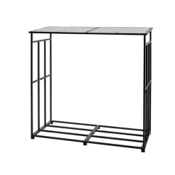 VEVOR Firewood Rack with Sloped Roof, 4 ft Outdoor Firewood Holder, 1/4 Cord Log Storage Shed, 660lb Max Weight Capacity, Powder-Coated Metal Wood Storage Rack for Fireplace Deck Backyard Garden