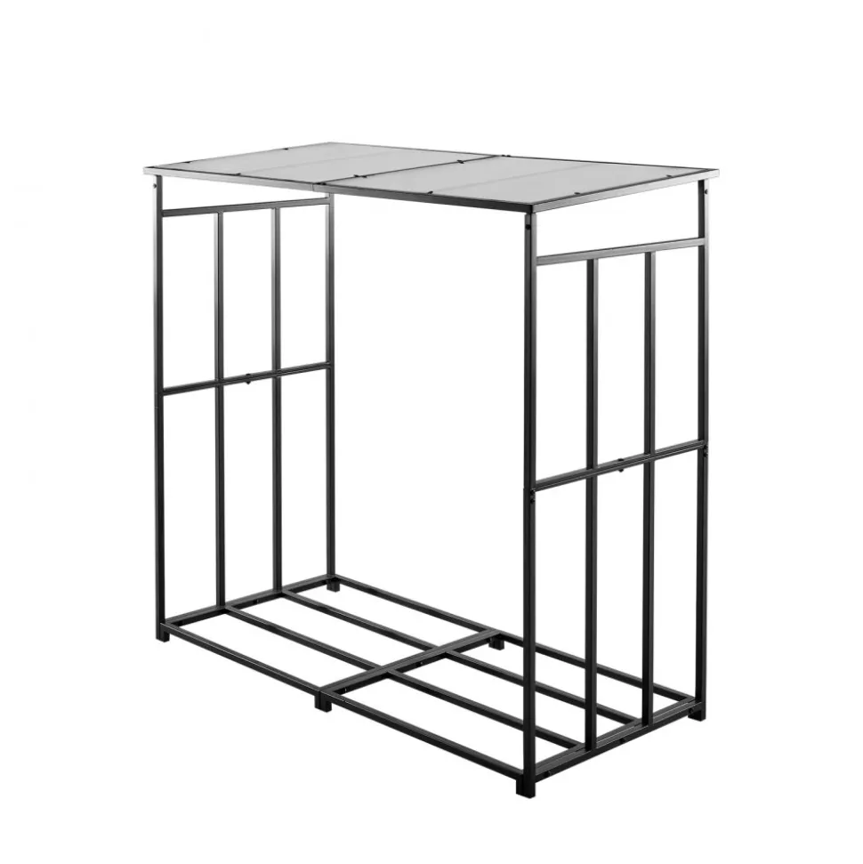 VEVOR Firewood Rack with Sloped Roof, 4 ft Outdoor Firewood Holder, 1/4 Cord Log Storage Shed, 660lb Max Weight Capacity, Powder-Coated Metal Wood Storage Rack for Fireplace Deck Backyard Garden