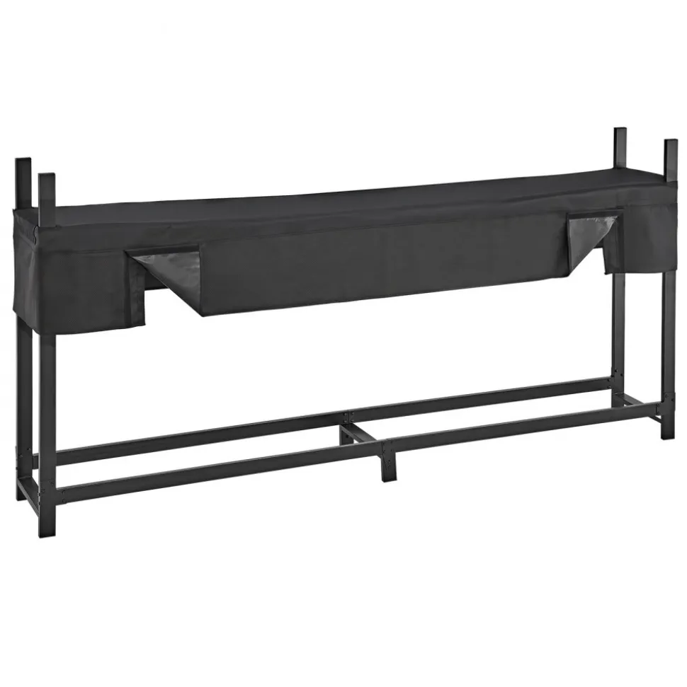 VEVOR Firewood Rack with Waterproof Cover 8ft 1/2 Cord Outdoor Wood Storage, for Fireplace Patio Deck, 2400 lbs Load Capacity Heavy Duty Fire Log Holder Stacker Stand, Metal Wood Pile Organizer, Black