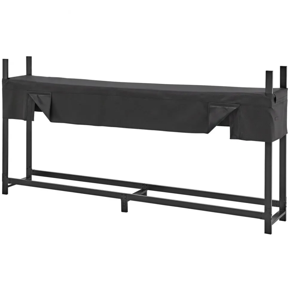 VEVOR Firewood Rack with Waterproof Cover 8ft 1/2 Cord Outdoor Wood Storage, for Fireplace Patio Deck, 2400 lbs Load Capacity Heavy Duty Fire Log Holder Stacker Stand, Metal Wood Pile Organizer, Black