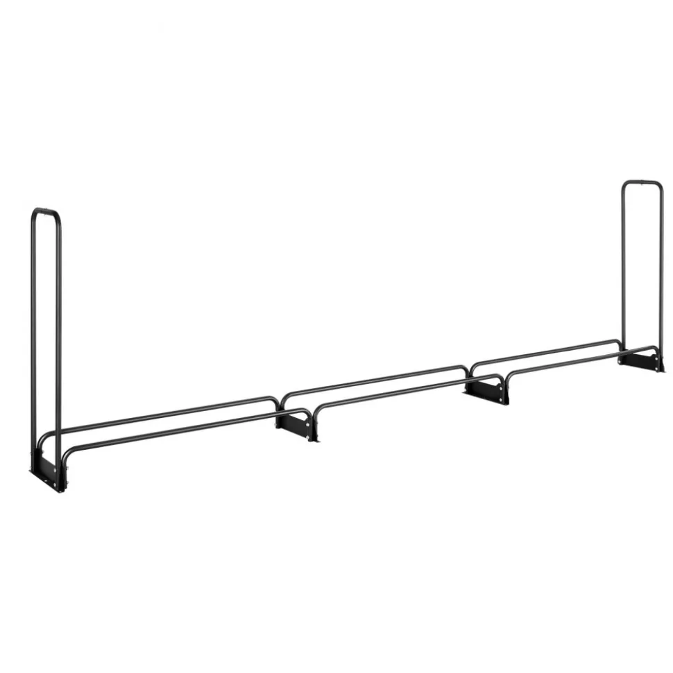 VEVOR Firewood Rack with Waterproof Cover, 150 x 14 x 46 in Outdoor Firewood Holder, 660lb Weight Capacity, 1/2 Cord Log Holder, Half-Covered, Powder-coated Wood Storage Rack for Fireplace Deck