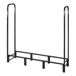 VEVOR Firewood Rack with Waterproof Cover, 4 ft Outdoor Firewood Holder, 1/4 Cord Storage Metal Log Holder, 400lb Max Weight Capacity, Top Covered, Powder-Coated Wood Storage Rack for Fireplace Deck