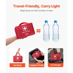 VEVOR First Aid Kit, 500 Pieces, 600D Nylon Large Survival First Aid Bag, Emergency Medical Supplies, for Home, Car, Office, Travel, Camping, Truck, Hiking, Sports, Vehicle and Outdoor Emergencies
