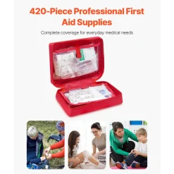 VEVOR First Aid Kit, 420 Pieces, 600D Nylon Large Survival First Aid Bag, Emergency Medical Supplies, for Home, Car, Office, Travel, Camping, Truck, Hiking, Sports, Vehicle and Outdoor Emergencies
