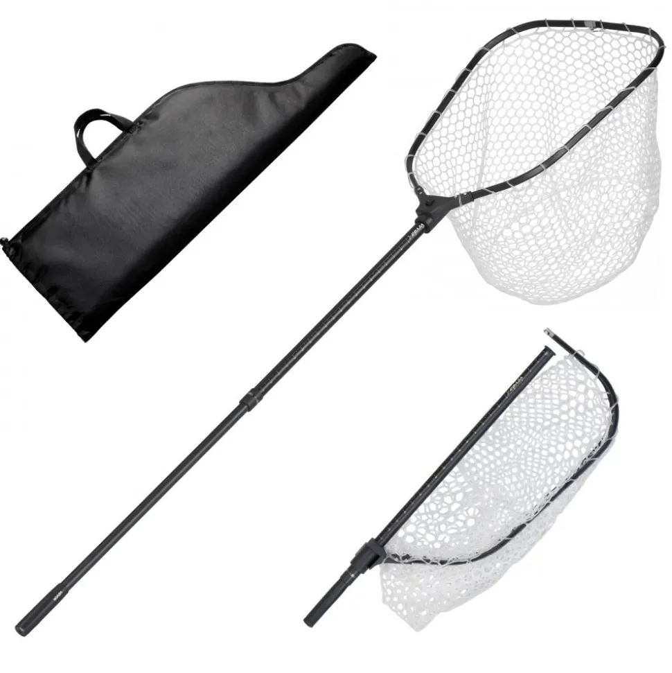 VEVOR Fishing Net, Foldable Landing Nets with Telescopic Handle and Built in Length Scale, Lightweight and Stronger 6063 Aluminum Fish Gear, Soft Silicone Mesh, Holds up to 30 lbs, for Kayak Boat Bank