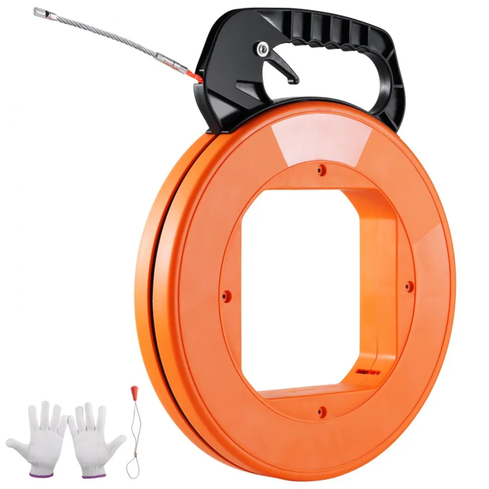 VEVOR Fish Tape, 100-foot, 1/4-inch, PET Wire Puller with Optimized Housing and Handle, Easy-to-Use Cable Puller Tool, Flexible Wire Fishing Tools for Walls and Electrical Conduit, Non-Conductive