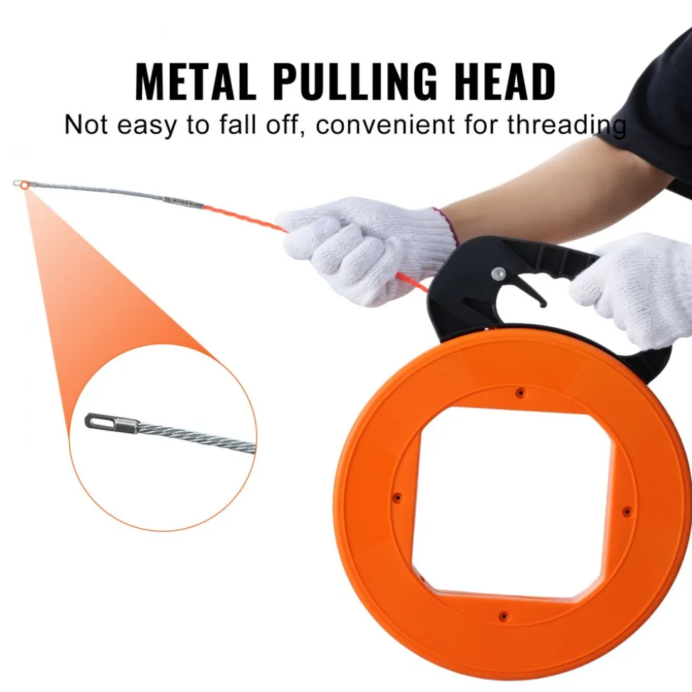 VEVOR Fish Tape, 100-foot, 1/4-inch, PET Wire Puller with Optimized Housing and Handle, Easy-to-Use Cable Puller Tool, Flexible Wire Fishing Tools for Walls and Electrical Conduit, Non-Conductive