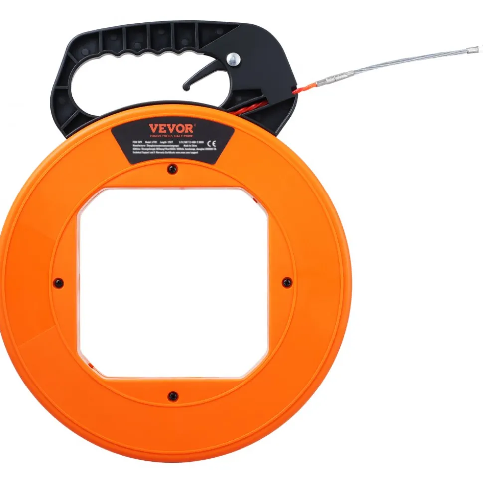 VEVOR Fish Tape, 100-foot, 1/4-inch, PET Wire Puller with Optimized Housing and Handle, Easy-to-Use Cable Puller Tool, Flexible Wire Fishing Tools for Walls and Electrical Conduit, Non-Conductive