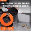 VEVOR Fish Tape, 125-foot, 3/16-inch, PET Wire Puller with Optimized Housing and Handle, Easy-to-Use Cable Puller Tool, Flexible Wire Fishing Tools for Walls and Electrical Conduit, Non-Conductive