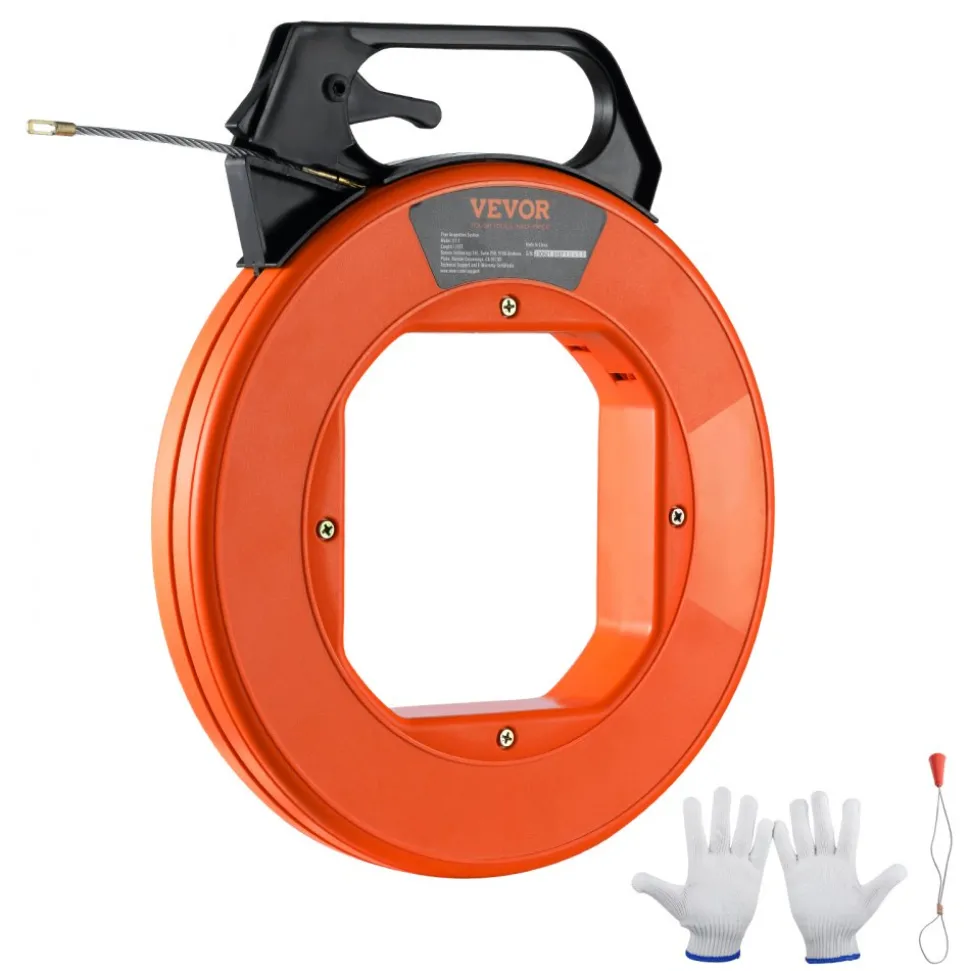 VEVOR Fish Tape, 125-foot, 3/16-inch, PET Wire Puller with Optimized Housing and Handle, Easy-to-Use Cable Puller Tool, Flexible Wire Fishing Tools for Walls and Electrical Conduit, Non-Conductive