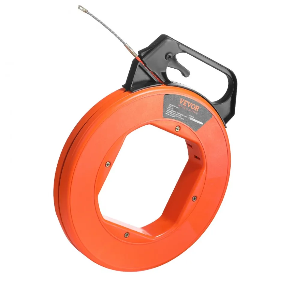 VEVOR Fish Tape, 125-foot, 3/16-inch, PET Wire Puller with Optimized Housing and Handle, Easy-to-Use Cable Puller Tool, Flexible Wire Fishing Tools for Walls and Electrical Conduit, Non-Conductive