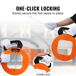 VEVOR Fish Tape, 120-foot, 1/8-inch, Steel Wire Puller with Optimized Housing and Handle, Easy-to-Use Cable Puller Tool, Flexible Wire Fishing Tools for Walls and Electrical Conduit, Non-Conductive