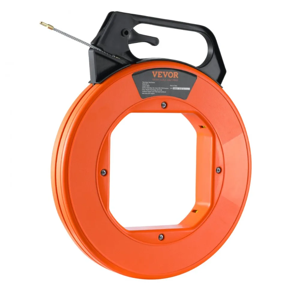 VEVOR Fish Tape, 100 ft, 3/16-inch, Fiberglass Cable Guide with Enhanced Casing and Grip, User-Friendly Wire Routing Instrument, Bendable Wiring Aid for Walls and Electrical Ducts, Insulating