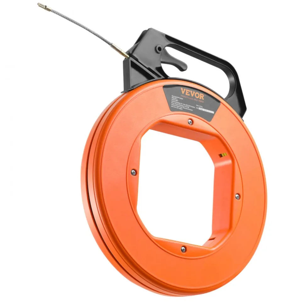 VEVOR Fish Tape, 100 ft, 3/16-inch, Fiberglass Cable Guide with Enhanced Casing and Grip, User-Friendly Wire Routing Instrument, Bendable Wiring Aid for Walls and Electrical Ducts, Insulating