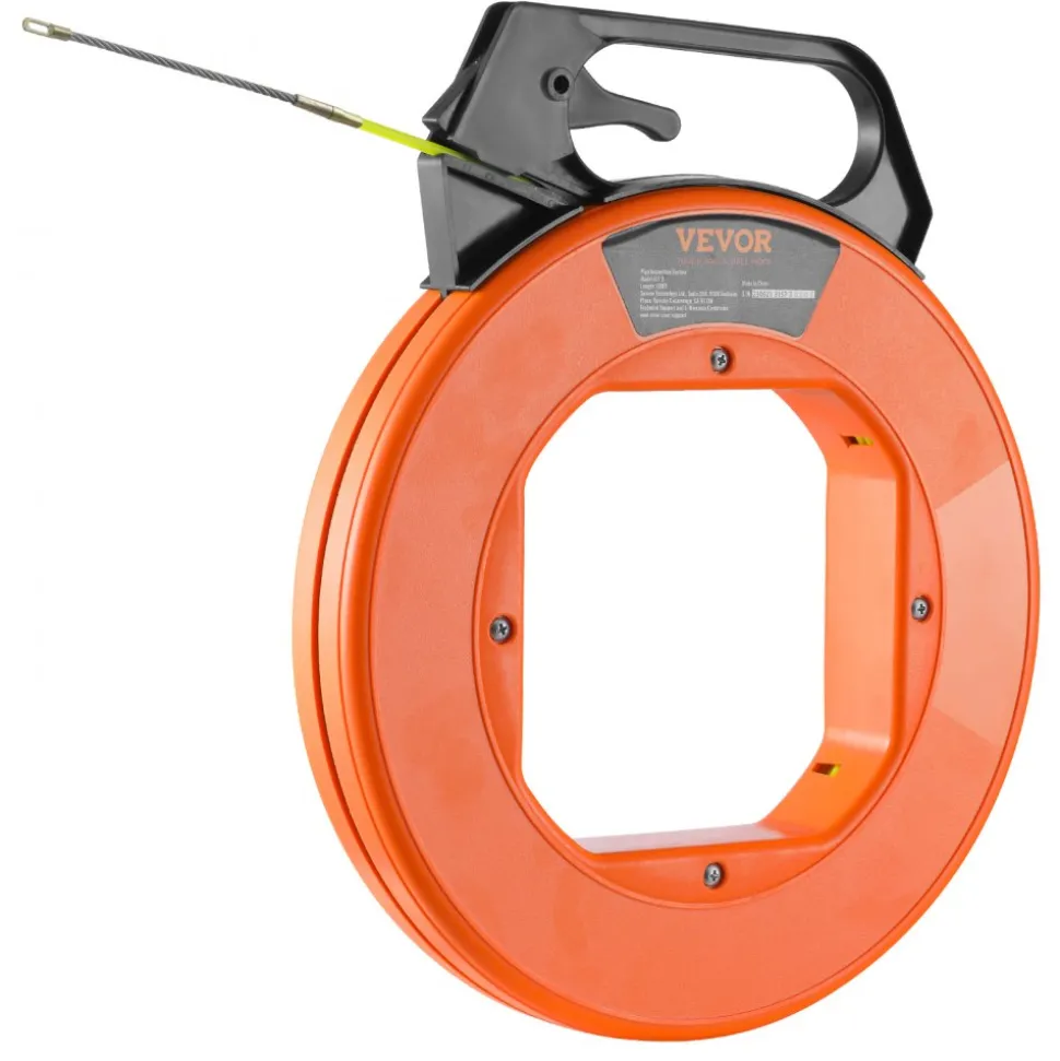 VEVOR Fish Tape, 100 ft, 3/16-inch, Fiberglass Cable Guide with Enhanced Casing and Grip, User-Friendly Wire Routing Instrument, Bendable Wiring Aid for Walls and Electrical Ducts, Insulating