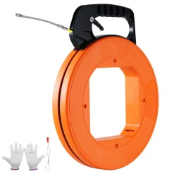 VEVOR Fish Tape, 100 ft, 1/6-inch, Fiberglass Wire Puller with Optimized Housing and Handle, Easy-to-Use Cable Puller Tool, Flexible Wire Fishing Tools for Wall and Electrical Conduit, Non-Conductive