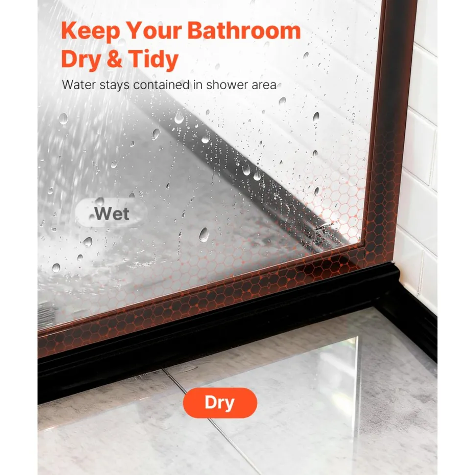 VEVOR Fixed Glass Shower Panel, 34 x 73.6 in Full-Framed Fixed Shower Screen, 5/16 in Thick Clear Tempered Glass Door with Bottom Seal Strip and Hardware, Easy to Clean, for Bathroom, Matte Black