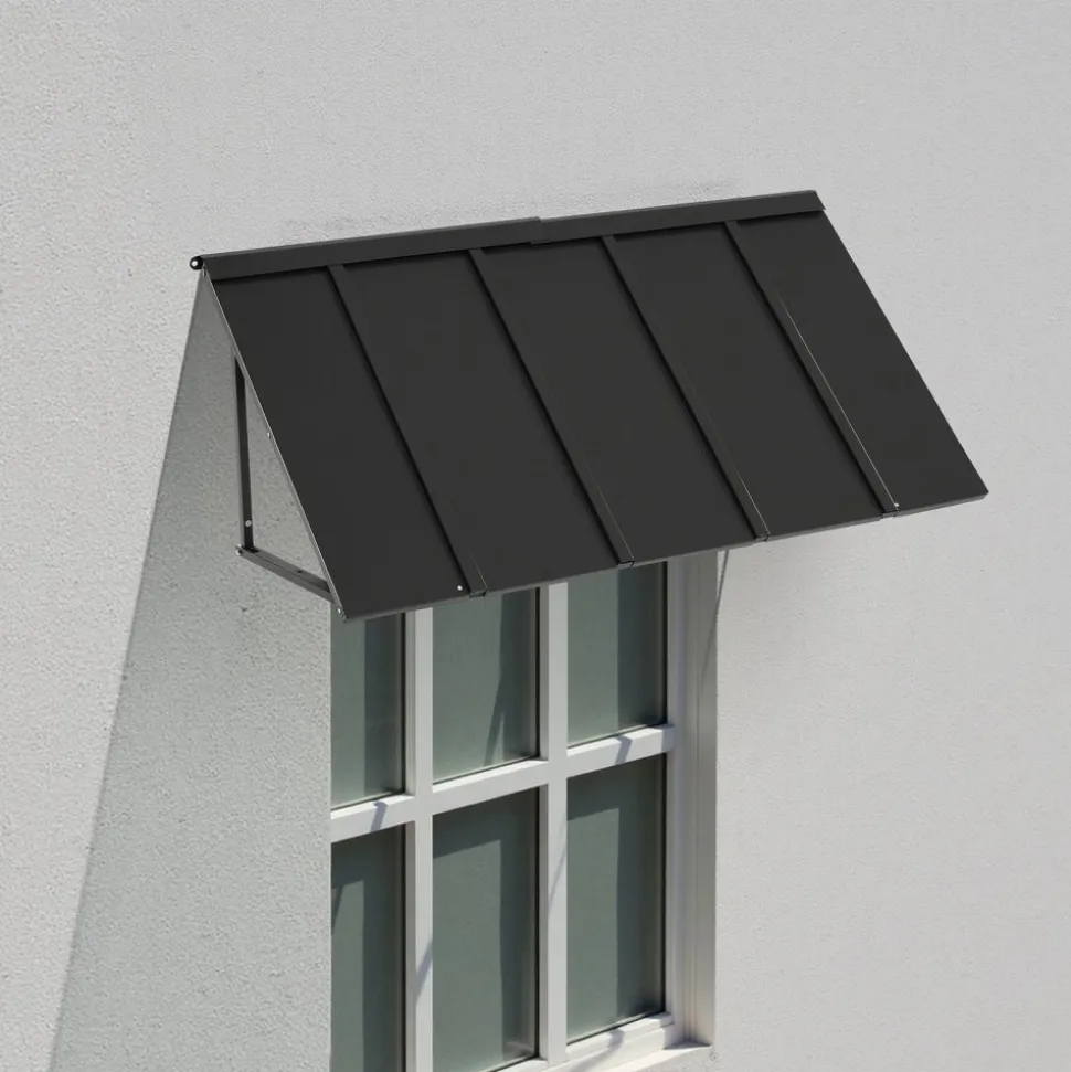 VEVOR Fixed Metal Awning 56 x 24 in, Window Awning Door Canopy, Stable Triangle Steel Frame Awnings for Doors Exterior Rain, and Snow Sunlight Protection for Door Entrance, Windows, Porches, Balconies