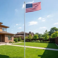 VEVOR Flag Pole, 25ft Heavy Duty Sectional Flagpole Kit for Outside House In Ground, Extra Thick Outdoor Aluminum Flagpole Kit with 3x5 American Flag for Yard, Residential or Commercial Use, Silver