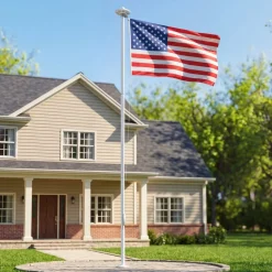 VEVOR Flag Pole, 20ft Heavy Duty Sectional Flagpole Kit with 136 LED Solar Light for Outside House In Ground, Outdoor Aluminum Flagpole with 3x5 American Flag for Yard, Residential, Commercial, Silver