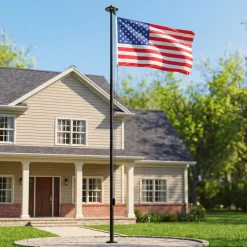 VEVOR Flag Pole, 20ft Heavy Duty Sectional Flagpole Kit with 136 LED Solar Light for Outside House In Ground, Outdoor Aluminum Flagpole with 3x5 American Flag for Yard, Residential, Commercial, Black