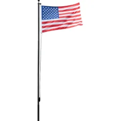 VEVOR Flag Pole, 20ft Heavy Duty Sectional Flagpole Kit for Outside House In Ground, Extra Thick Outdoor Aluminum Flagpole Kit with 3x5 American Flag for Yard, Residential or Commercial Use, Silver