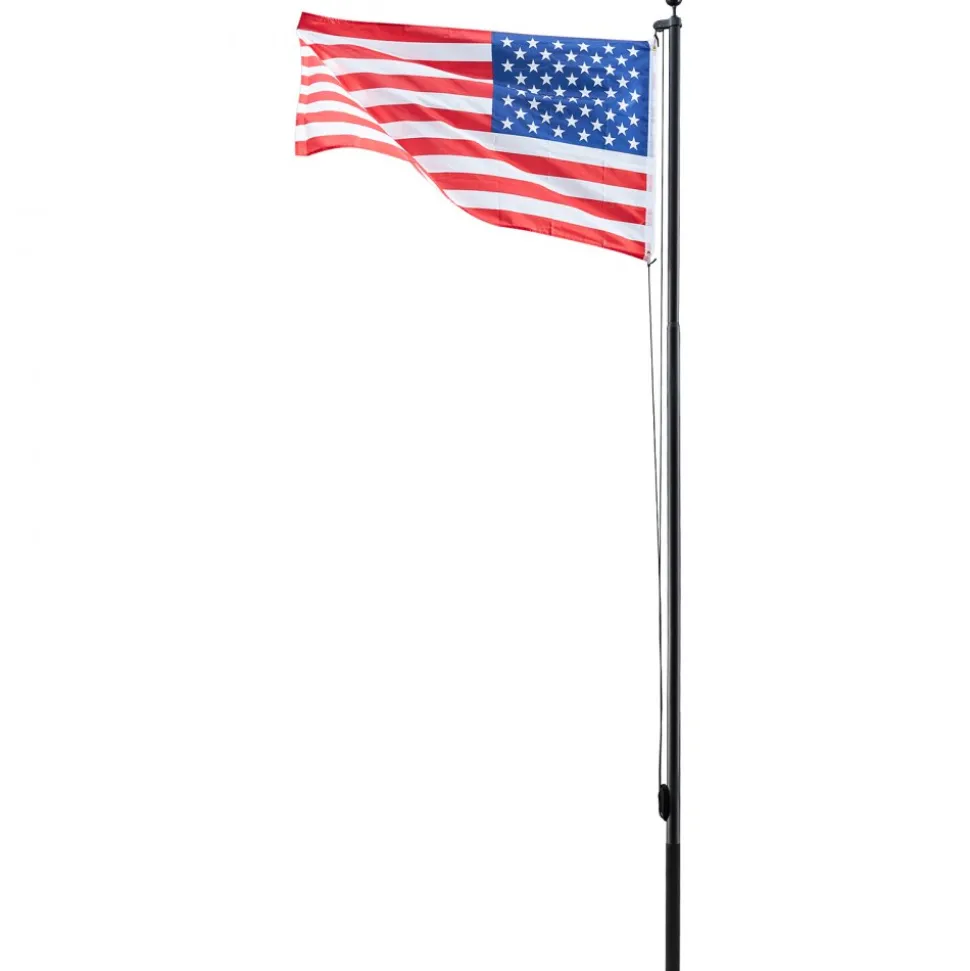VEVOR Flag Pole, 20ft Heavy Duty Sectional Flagpole Kit for Outside House In Ground, Extra Thick Outdoor Aluminum Flagpole Kit with 3x5 American Flag for Yard, Residential or Commercial Use, Silver