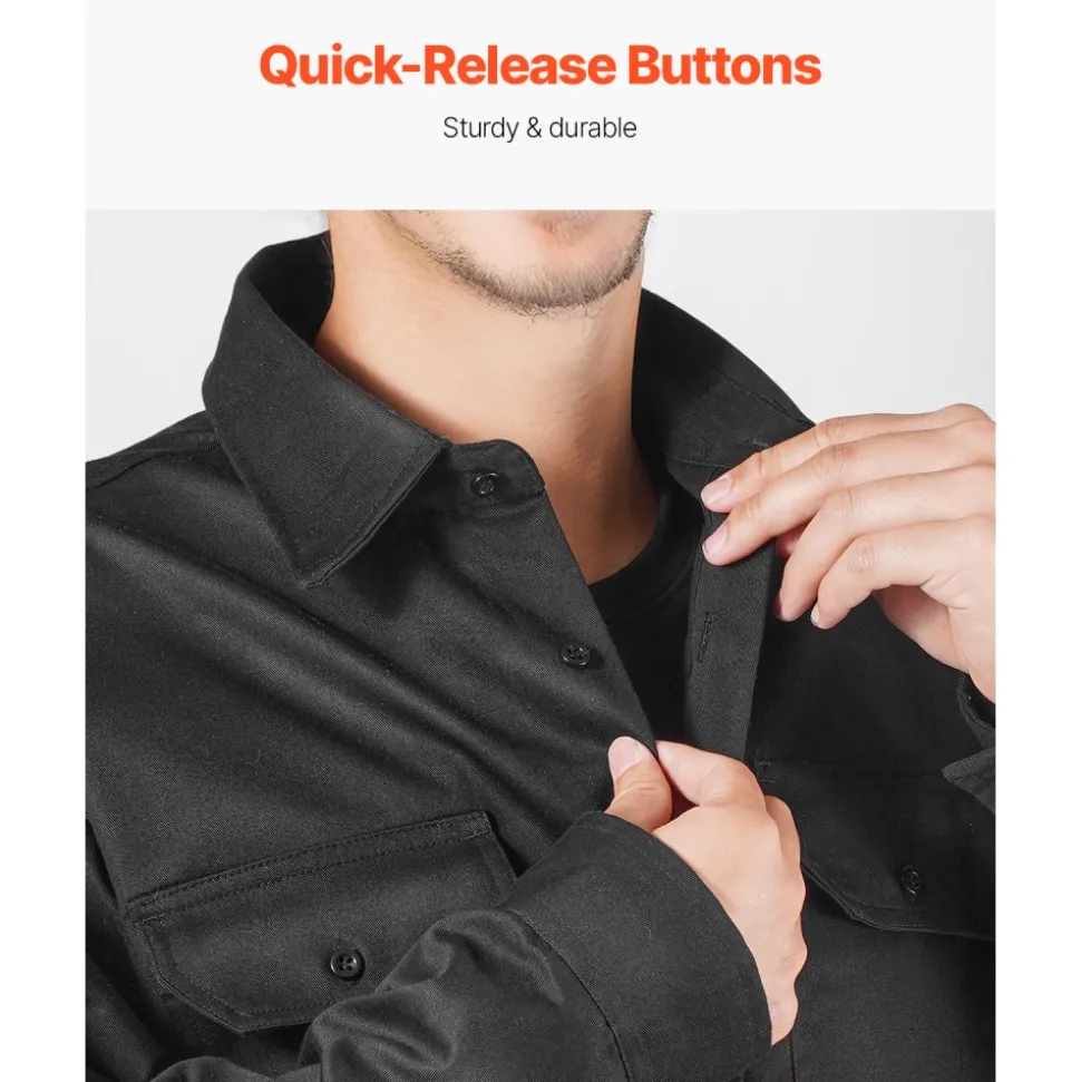 VEVOR Flame Resistant Welding Jacket, 7oz. FR Shirts for Men, Machine Washable Cotton Heat-Resistant Welding Shirt, Meets ATPV 9.2 Cal/cm² Arc Rating - XL Size