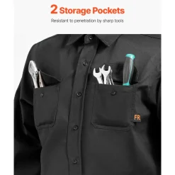 VEVOR Flame Resistant Welding Jacket, 7oz. FR Shirts for Men, Machine Washable Cotton Heat-Resistant Welding Shirt, Meets ATPV 9.2 Cal/cm² Arc Rating - XL Size