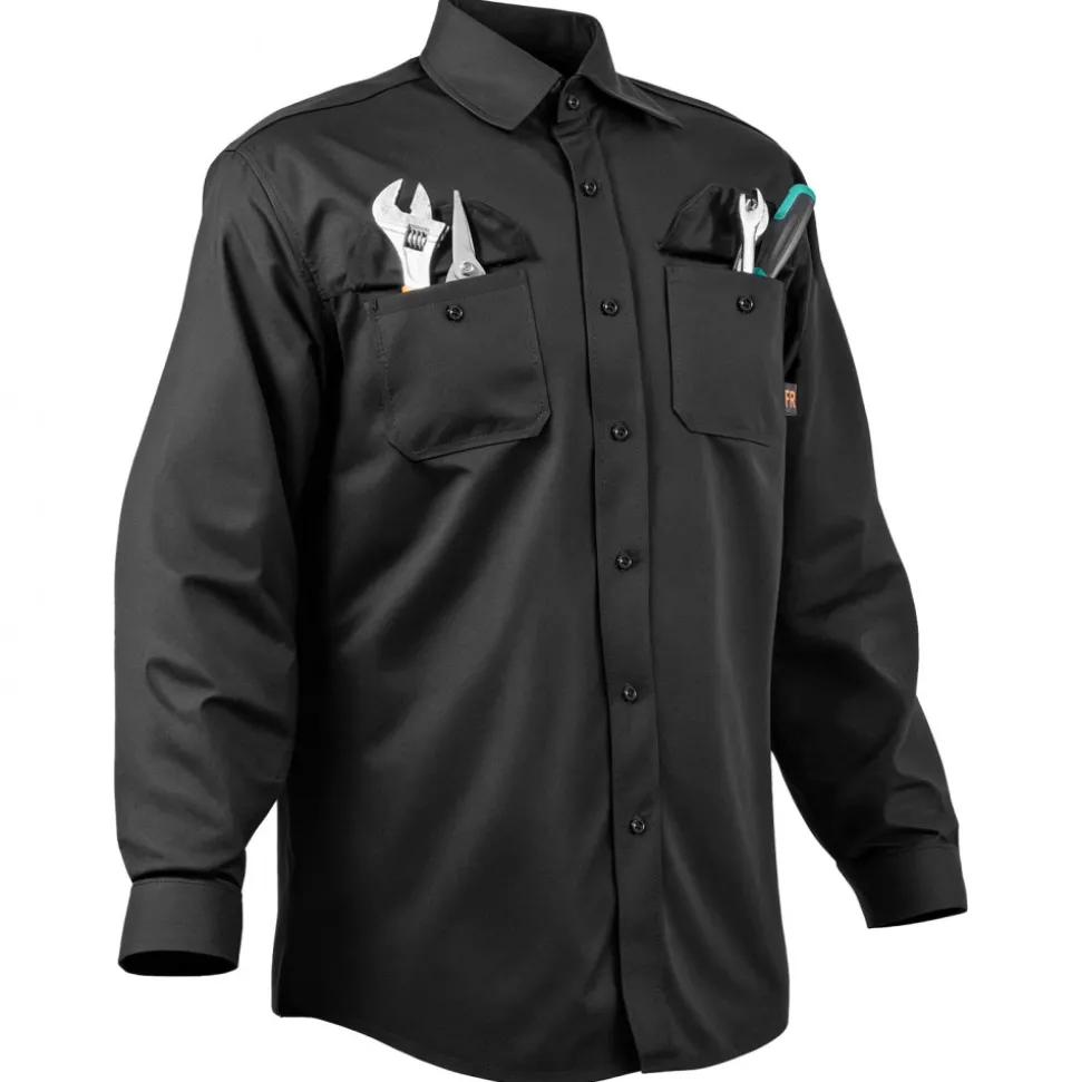 VEVOR Flame Resistant Welding Jacket, 7oz. FR Shirts for Men, Machine Washable Cotton Heat-Resistant Welding Shirt, Meets ATPV 9.2 Cal/cm² Arc Rating - XXL Size
