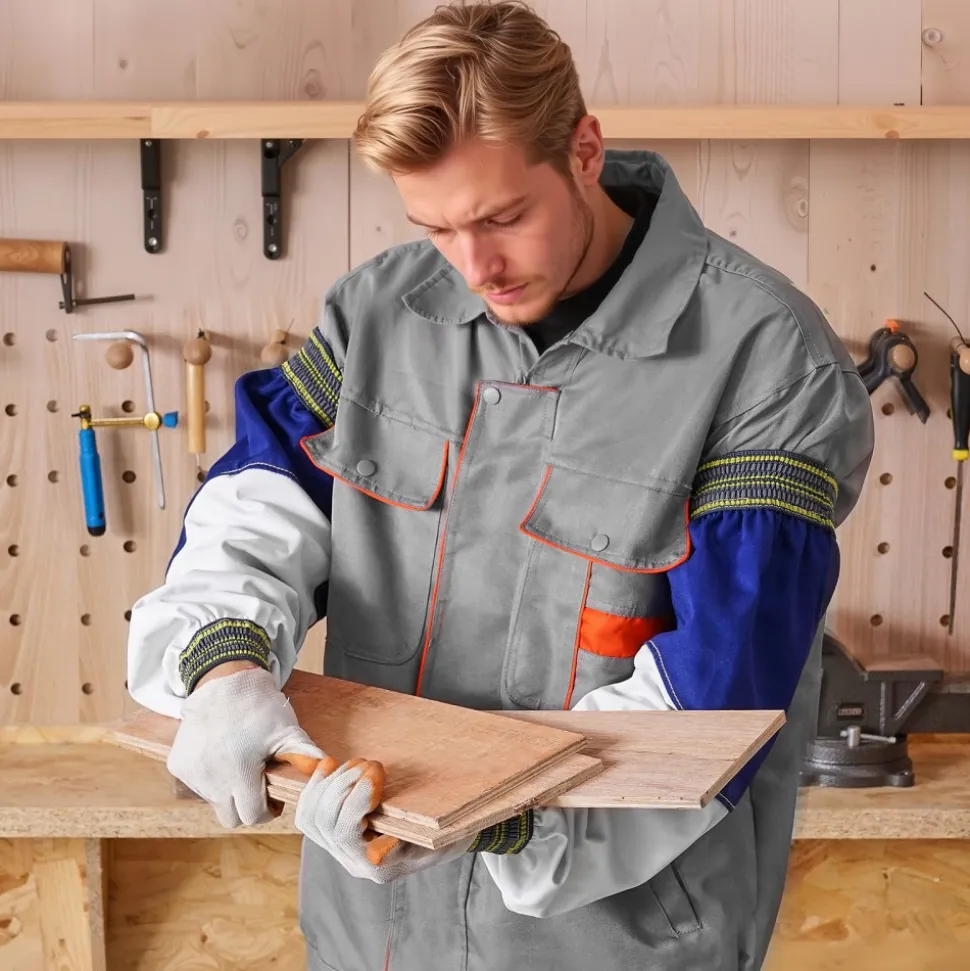 VEVOR Flame Resistant Welding Sleeves, Heavy Duty Sheepskin & FR Cotton Arm Protection Sleeves for Men Women, Heat Resistant with Elastic Cuffs for Welding, Woodworking, Blacksmithing
