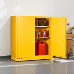 VEVOR Flammable Cabinet, 37.9 x 34.0 x 65.0 Inch, 65 Gallon Flammable Storage Cabinet with Adjustable Shelf, Cold-Rolled and Galvanized Steel Fire Cabinets, for Commercial Industrial Home Use, Yellow