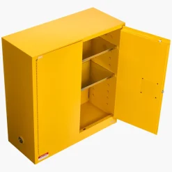 VEVOR Flammable Cabinet, 43.0 x 18.1 x 46.4 Inch, 29 Gallon Flammable Storage Cabinet with Adjustable Shelf, Cold-Rolled and Galvanized Steel Fire Cabinets, for Commercial Industrial Home Use, Yellow