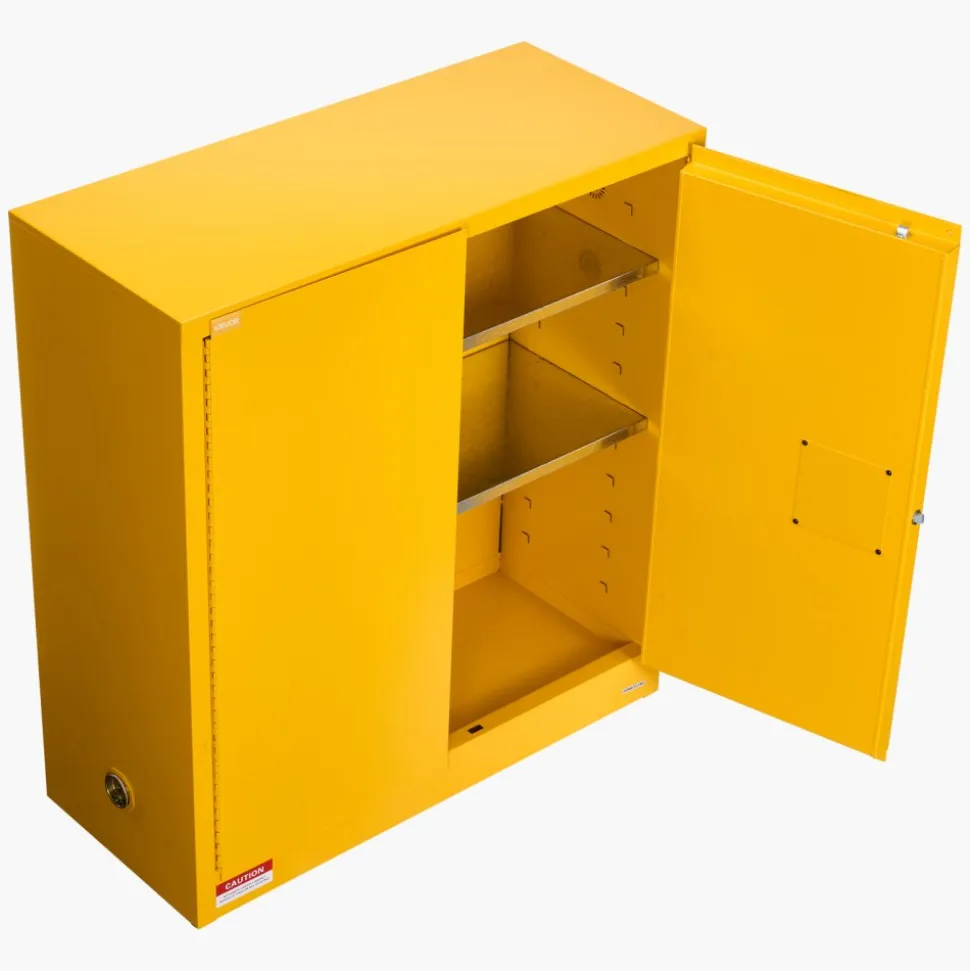 VEVOR Flammable Cabinet, 43.0 x 18.1 x 46.4 Inch, 29 Gallon Flammable Storage Cabinet with Adjustable Shelf, Cold-Rolled and Galvanized Steel Fire Cabinets, for Commercial Industrial Home Use, Yellow