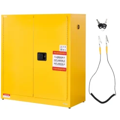 VEVOR Flammable Cabinet, 43.0 x 18.1 x 46.4 Inch, 29 Gallon Flammable Storage Cabinet with Adjustable Shelf, Cold-Rolled and Galvanized Steel Fire Cabinets, for Commercial Industrial Home Use, Yellow