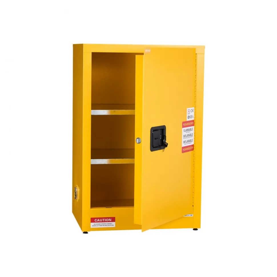 VEVOR Flammable Cabinet, 23.2 x 18.1 x 35.4 Inch, 13 Gallon Flammable Storage Cabinet with Adjustable Shelf, Cold-Rolled and Galvanized Steel Fire Cabinets, for Commercial Industrial Home Use, Yellow