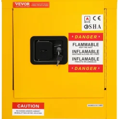 VEVOR Flammable Safety Cabinet, 11 Gal, Cold-Rolled Steel Flammable Liquid Storage Cabinet,  16.9 x 16.9 x 18.2 in Explosion Proof with 1 Door for Industrial Use, NFPA Code 30 OSHA Standards Yellow