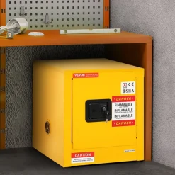 VEVOR Flammable Safety Cabinet, 11 Gal, Cold-Rolled Steel Flammable Liquid Storage Cabinet, 16.9 x 16.9 x 18.2 in Explosion Proof with 1 Door for Industrial Use, NFPA Code 30 OSHA Standards Yellow