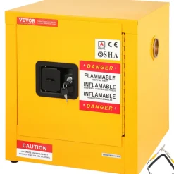 VEVOR Flammable Safety Cabinet, 11 Gal, Cold-Rolled Steel Flammable Liquid Storage Cabinet, 16.9 x 16.9 x 18.2 in Explosion Proof with 1 Door for Industrial Use, NFPA Code 30 OSHA Standards Yellow